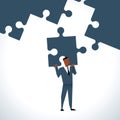 Illustration Of Businessman With Last Piece Of Jigsaw Puzzle Royalty Free Stock Photo