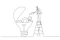 Illustration of businessman presenting innovative lightbulb with cogs and gears concept of Innovation. Single line art style Royalty Free Stock Photo