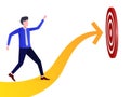 Illustration of a businessman pursuing a target