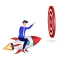 Illustration of a businessman pursuing a target