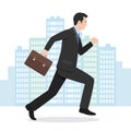 Illustration of a Businessman Running with his Briefcase