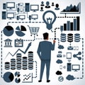 Illustration Of Businessman Surrounded By Business Graphics