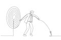 Illustration of businessman and target. One line art style