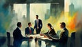 illustration of businessman team meeting in office Royalty Free Stock Photo