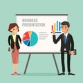 Illustration of businessman and woman making a presentation