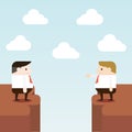 Illustration of businessmen contact between cliff