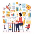 businesswoman brainstorming illustration