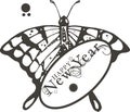 Beautiful handdrawn illustration of cute butterfly for happy new year card in clear and white background.cdr