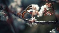 Illustration of a butterfly perched on a beautiful flower