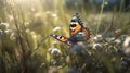 Illustration of a butterfly perched on a beautiful flower