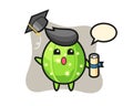 Illustration of cactus cartoon throwing the hat at graduation