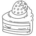 illustration of cake outline white on background