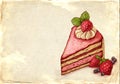 Illustration of cake with strawberry