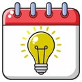 Illustration of a calendar with a glowing light bulb representing creative ideas and scheduling innovation Royalty Free Stock Photo