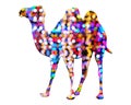 Illustration of a camel in a colorful pattern isolated on a white background