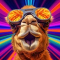 illustration of camel wearing glasses in disco dancing style lights image Royalty Free Stock Photo
