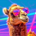 illustration of camel wearing glasses in disco dancing style picture Royalty Free Stock Photo