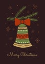 Christmas card. Christmas bell toy. Hand drawn Christmas and New Year vector elements.