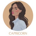 Illustration of Capricorn astrological sign as a beautiful girls. Zodiac vector illustration Royalty Free Stock Photo