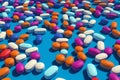 medicine capsule tablet pharmacy drug pill pharmaceutical illustration medical medication. Generative AI.