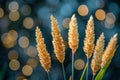 Captivating  a close up of grass in the foreground, with a bokeh dark background Royalty Free Stock Photo