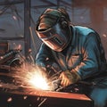 Skilled Welder Sparks Creativity in Factory