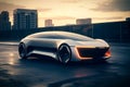 futuristic electric car drive futuristic city_warm