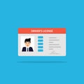Illustration of the car driver`s license identification card with photo. Vector illustration. Royalty Free Stock Photo