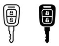 Spare parts icon, car key illustration, outline and silhouette versions Royalty Free Stock Photo