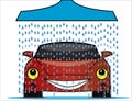 Illustration of a car wash with a shower pouring f Royalty Free Stock Photo