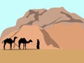 illustration of a caravan walking in the desert carrying a camel animal vehicle