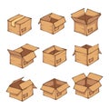 an illustration of a cardboard box with various articulations