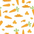 Illustration of carrot seamless pattern on the white background