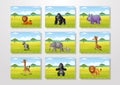 Cartoon animal with African landscape background collections