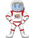 Cartoon astronaut standing isolated on white background Royalty Free Stock Photo