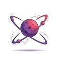 Cartoon Atom Model Illustration in Pink and Purple Gradient Colors Royalty Free Stock Photo