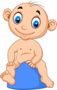 Cartoon baby boy sitting on the potty Royalty Free Stock Photo