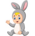 Cartoon baby boy wearing Easter bunny costume Royalty Free Stock Photo