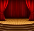 Cartoon background stage with red curtains