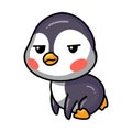 Cartoon bored little baby penguin
