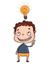 illustration cartoon boy and pointing and light