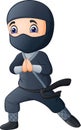 Cartoon boy wearing a black ninja costume