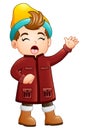 Cartoon boy in winter clothes singing Royalty Free Stock Photo