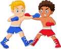Cartoon Boys are boxing each other in a match