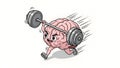 Brain Training Cartoon Brain Lifting Weights, Mental Strength Royalty Free Stock Photo