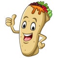 Cartoon burrito mascot giving thumb up