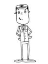 Illustration cartoon captain pilot drawing and white