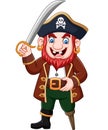 Cartoon captain pirate holding a sword