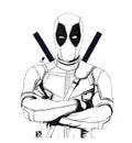 Illustration of the cartoon character, superhero Deadpool