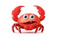 illustration of a cartoon, cheerful crab with claws, on a white background